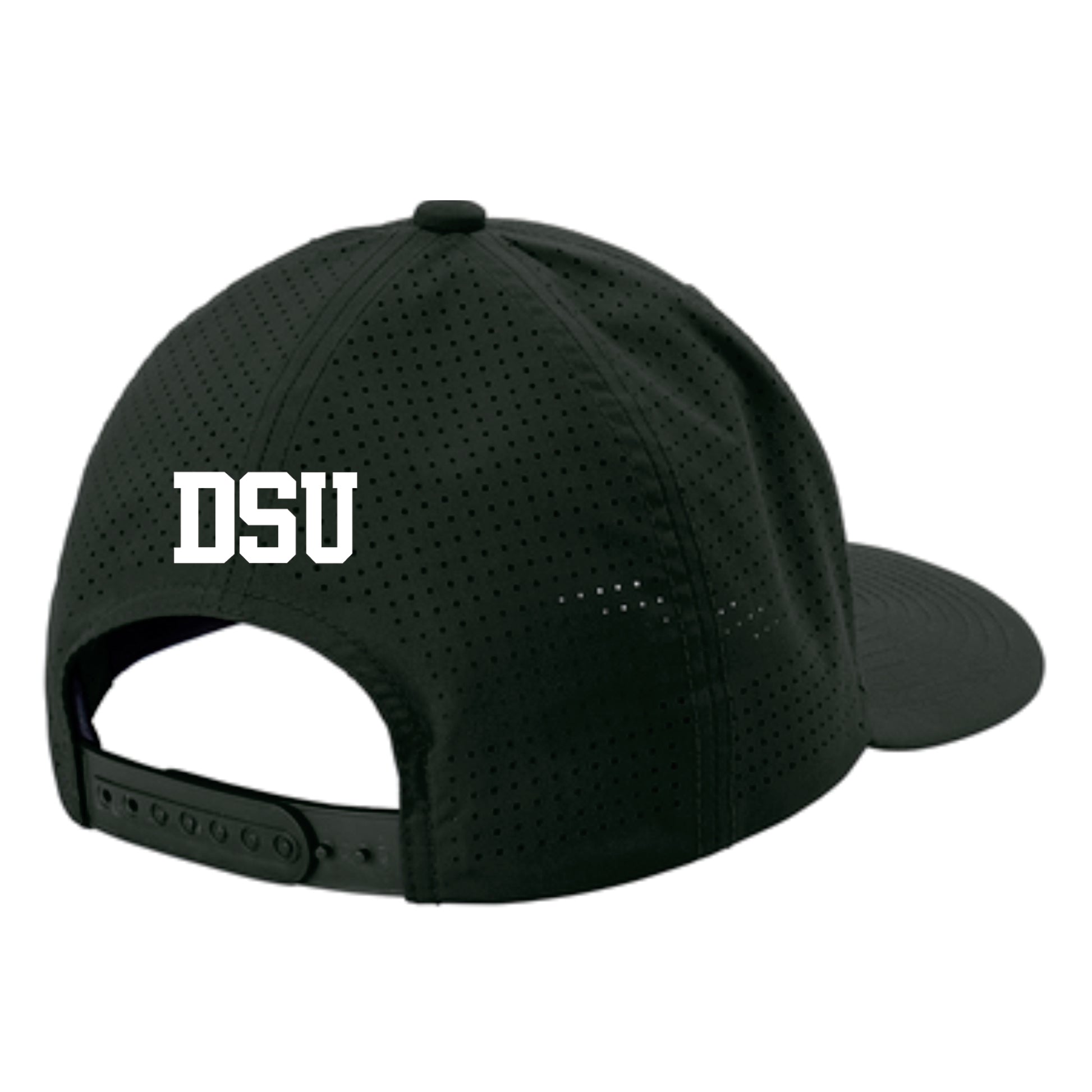 Black cap with 'DSU' logo on a white background