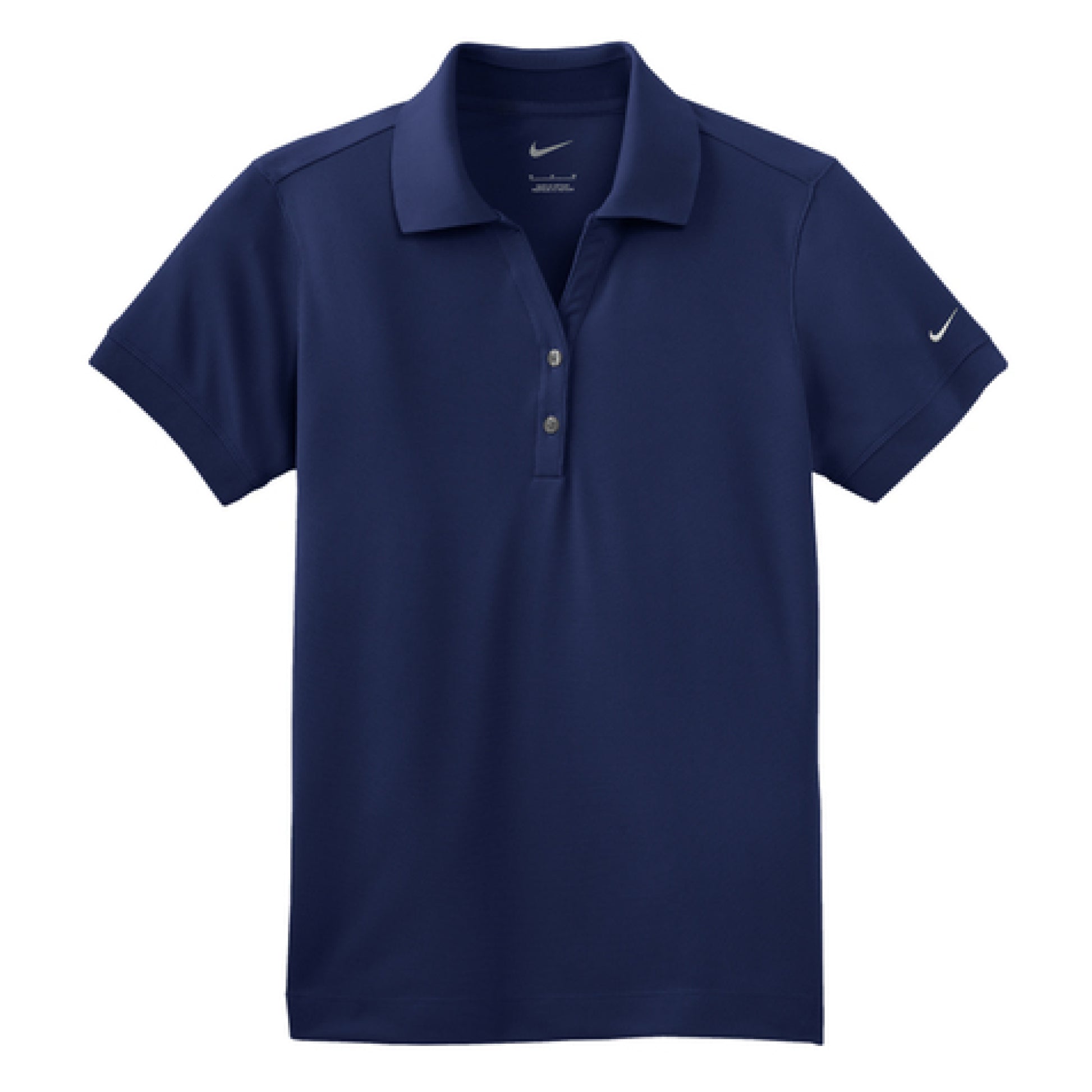 Navy blue polo shirt with Nike logo on a white background