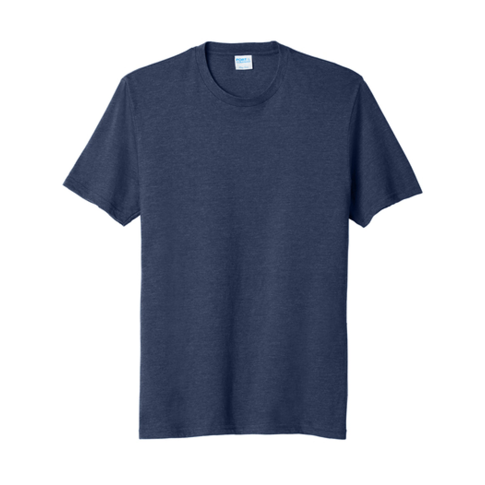 Navy blue t-shirt on a white background
