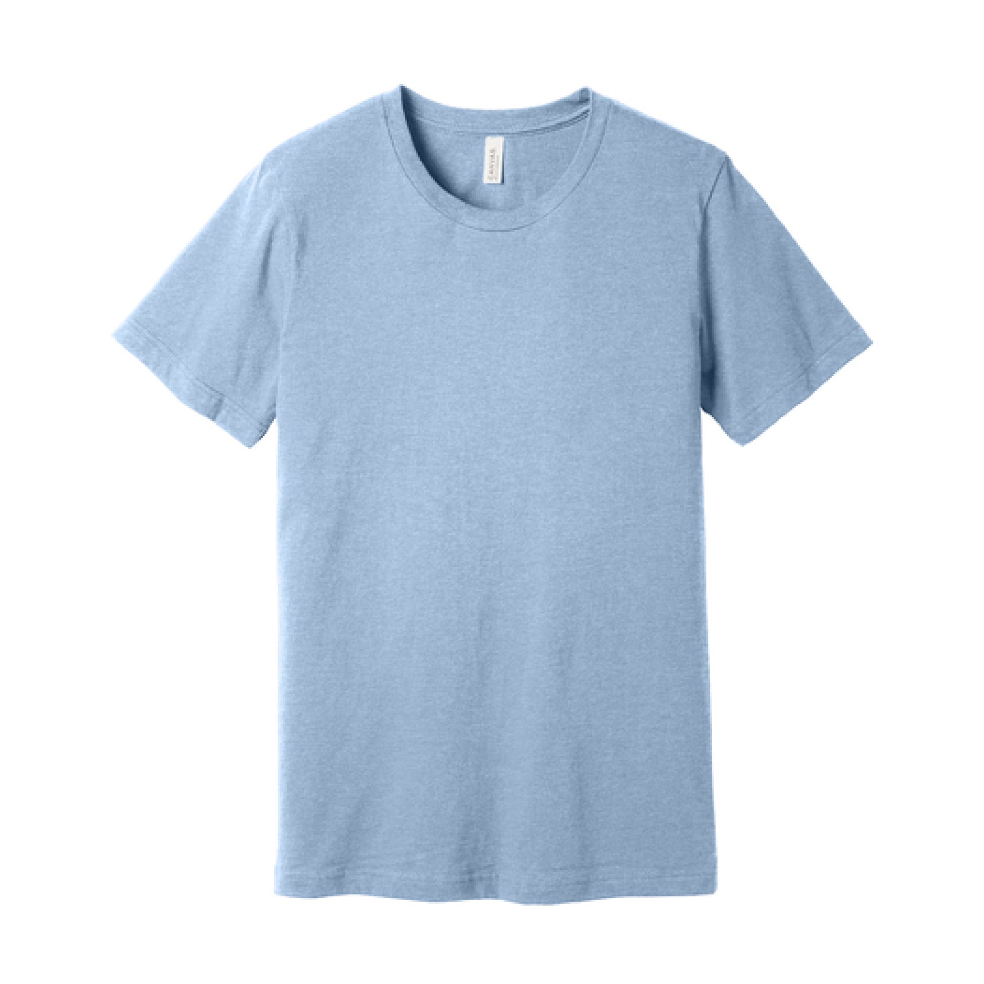 Plain light blue t-shirt on a white background
