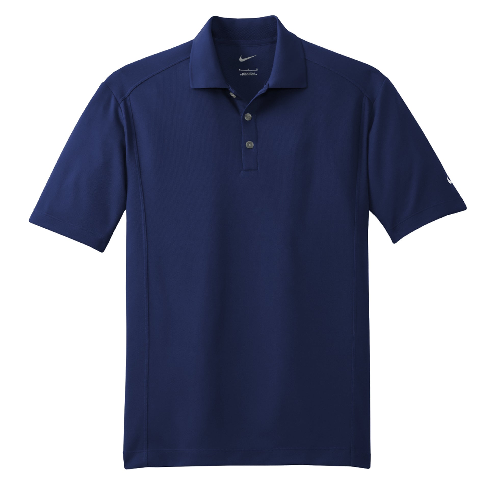 Blue polo shirt with Nike logo on a white background