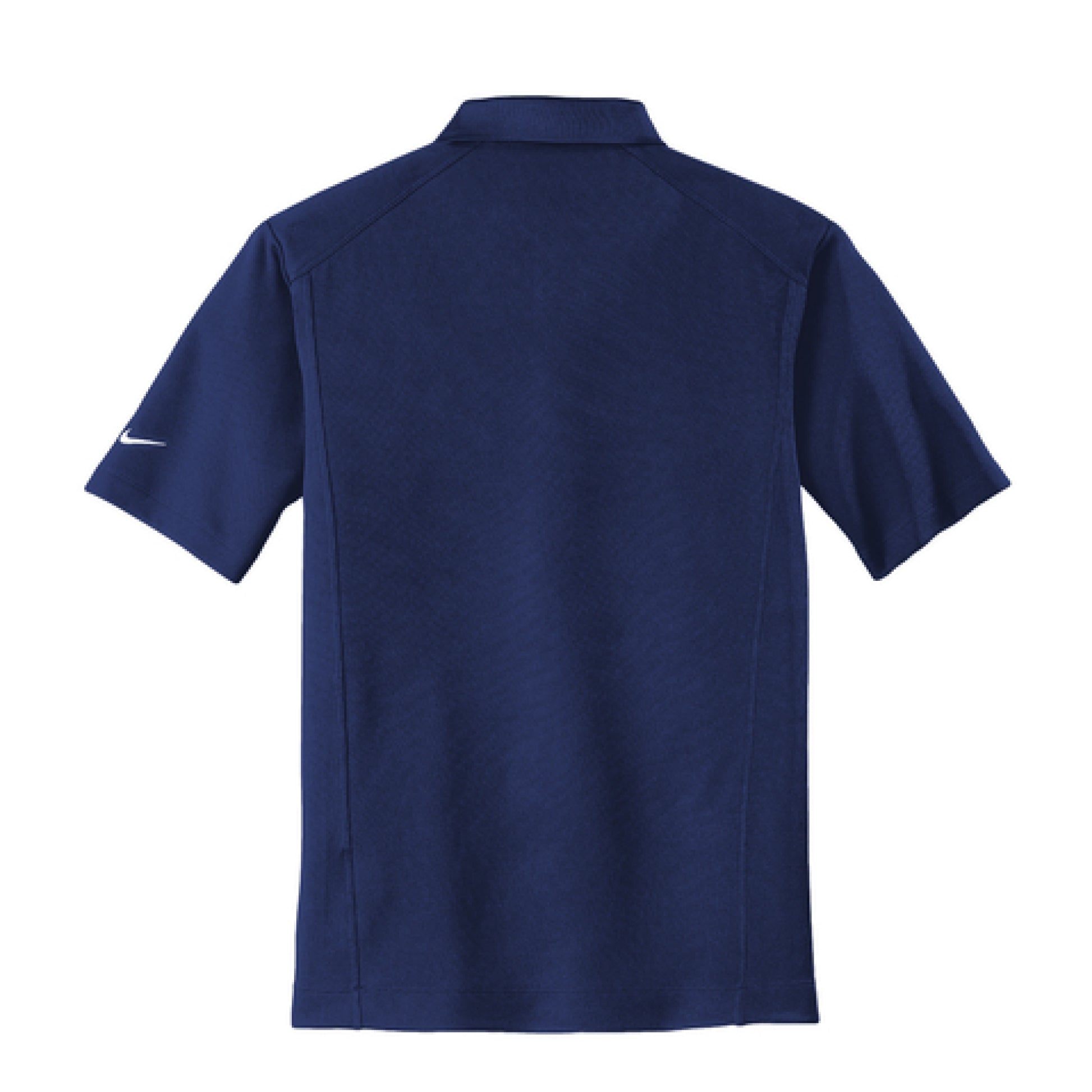 Navy blue polo shirt on a white background