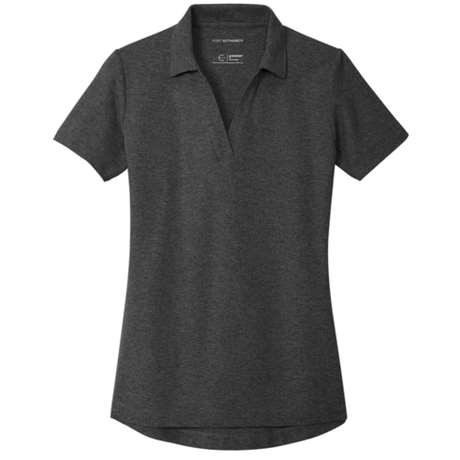 Dark gray polo shirt on a white background