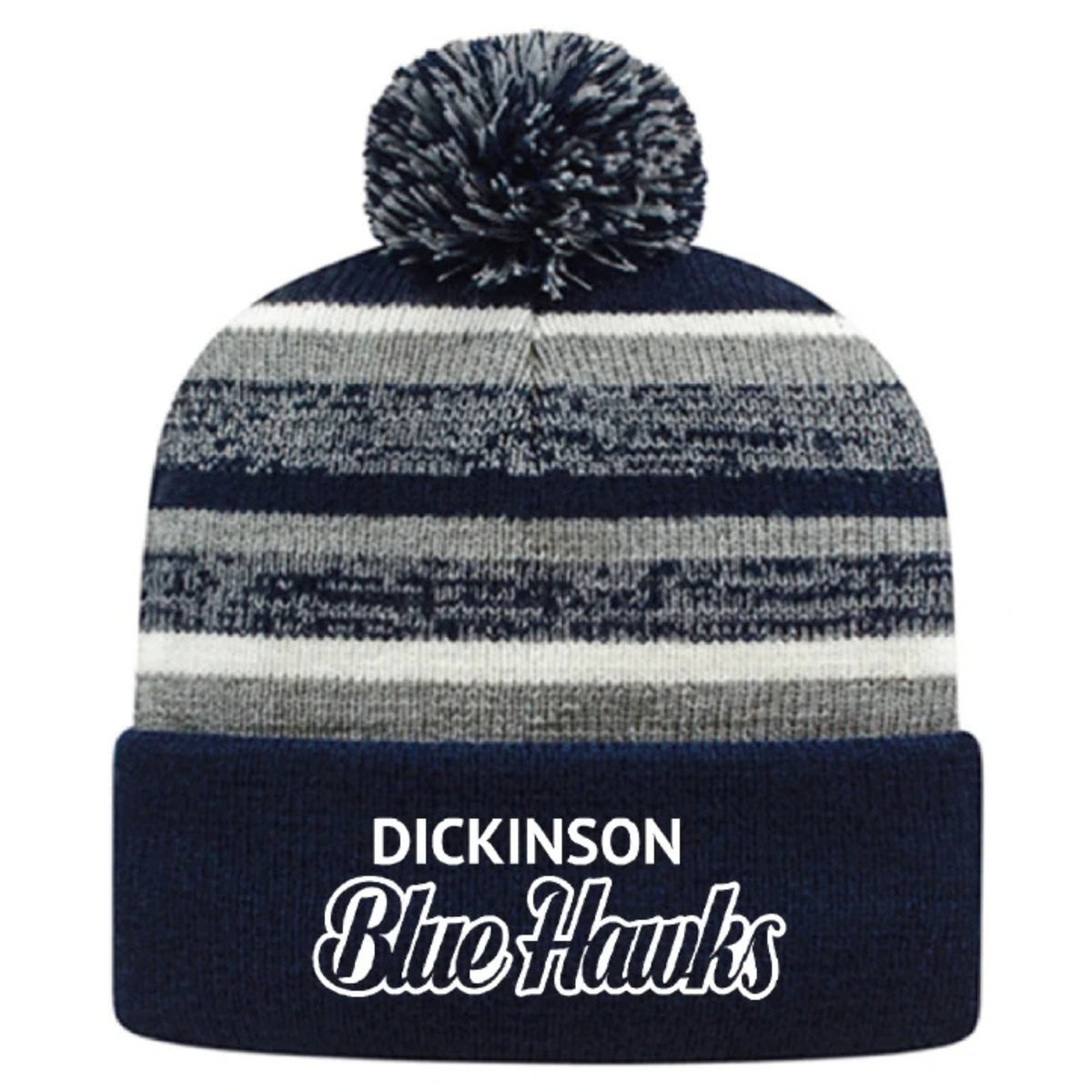 Cuff Beanie with Pom - Dickinson Blue Hawks