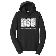 black hoodie with camo DSU letters