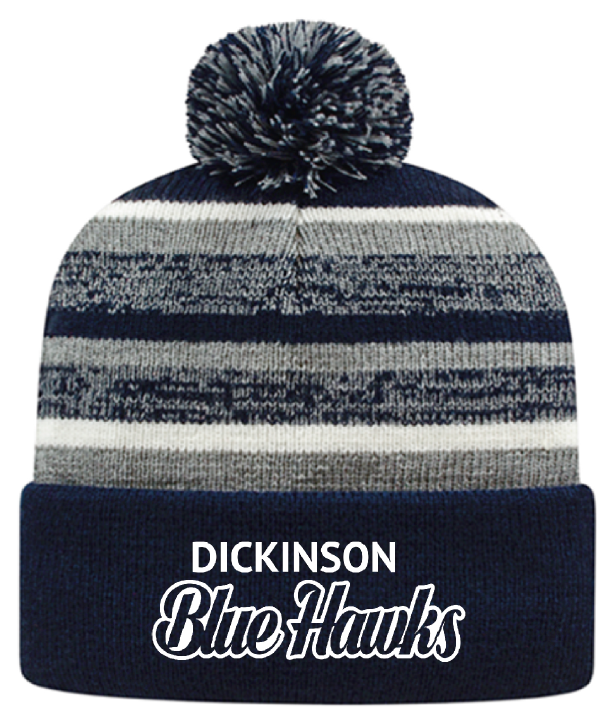 Cuff Beanie with Pom - Dickinson Blue Hawks